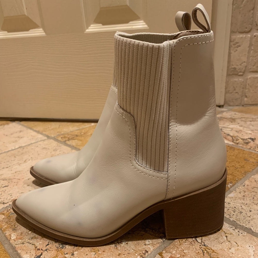 Steve Madden White Leather Booties